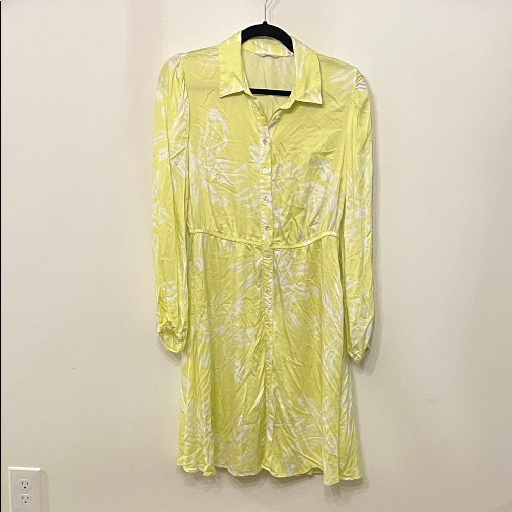 Chic Long Sleeve Yellow Dress
